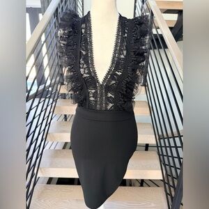 New Chic Black Lace V-Neck Dress size S